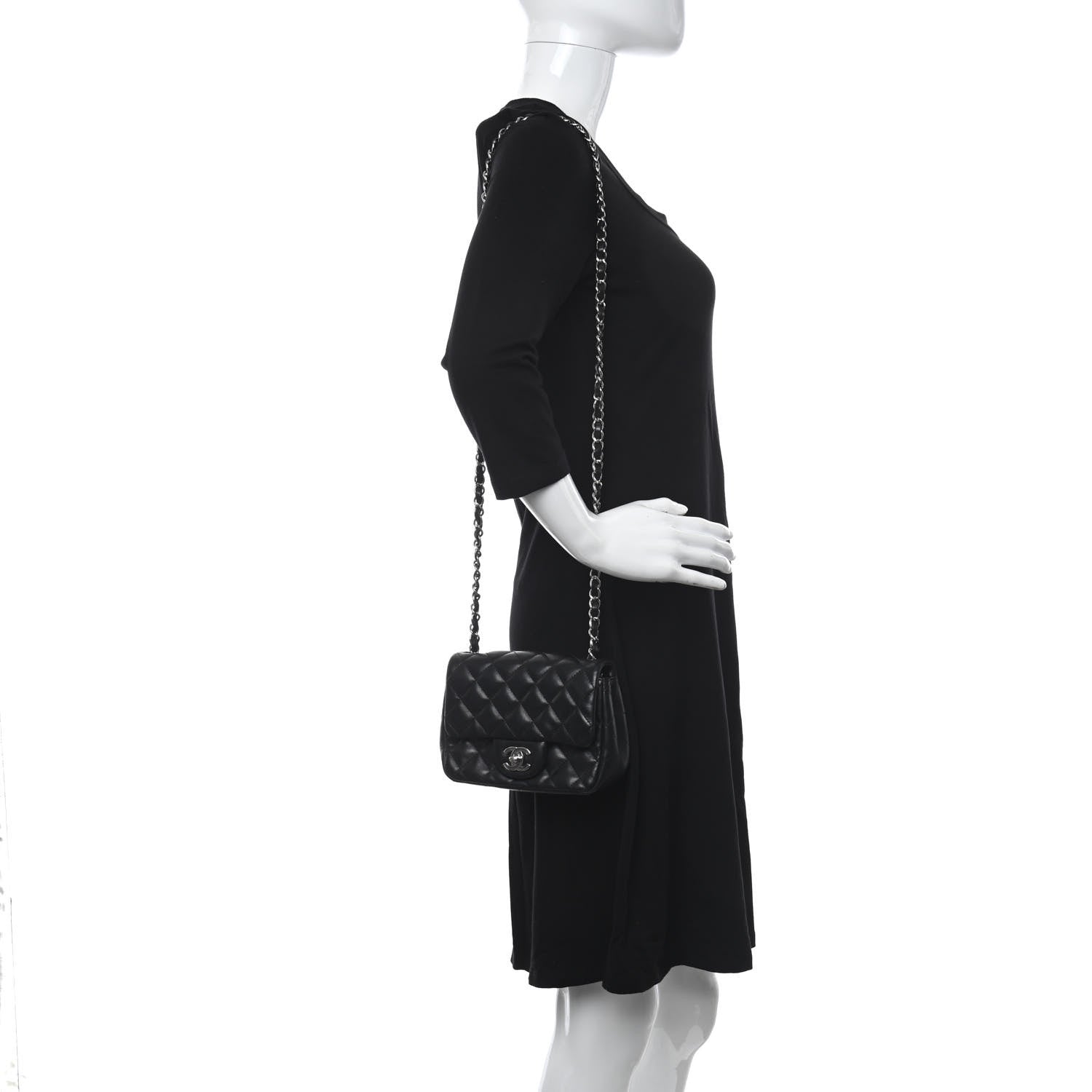 Chanel Lambskin Enamel Quilted Mini Flap Black 2 of 10