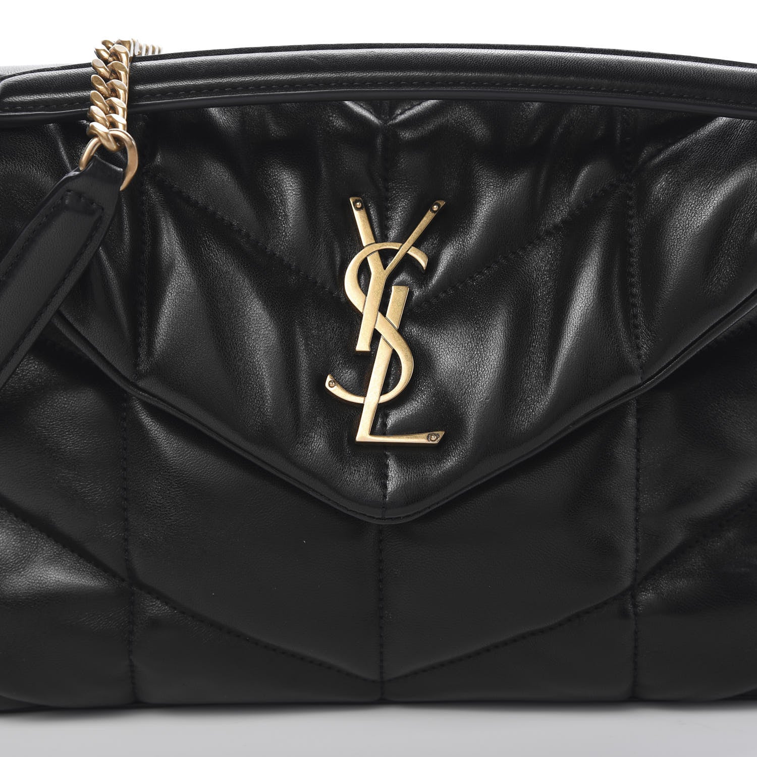 Saint Laurent Lambskin Quilted Small Loulou Puffer Monogram Chain Satchel Black 9 of 10