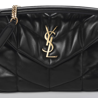 Saint Laurent Lambskin Quilted Small Loulou Puffer Monogram Chain Satchel Black 9 of 10
