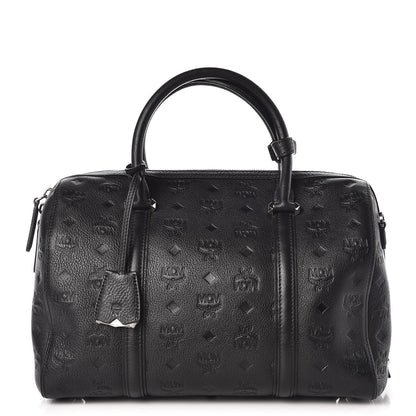 MCM Calfskin Ottomar Monogram Boston Bag Black 1 of 10