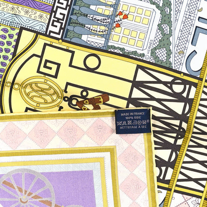 Hermes Silk Objets de Curiosite Scarf 90 Bleu Gris Jaune Soufre Rose 3 of 3