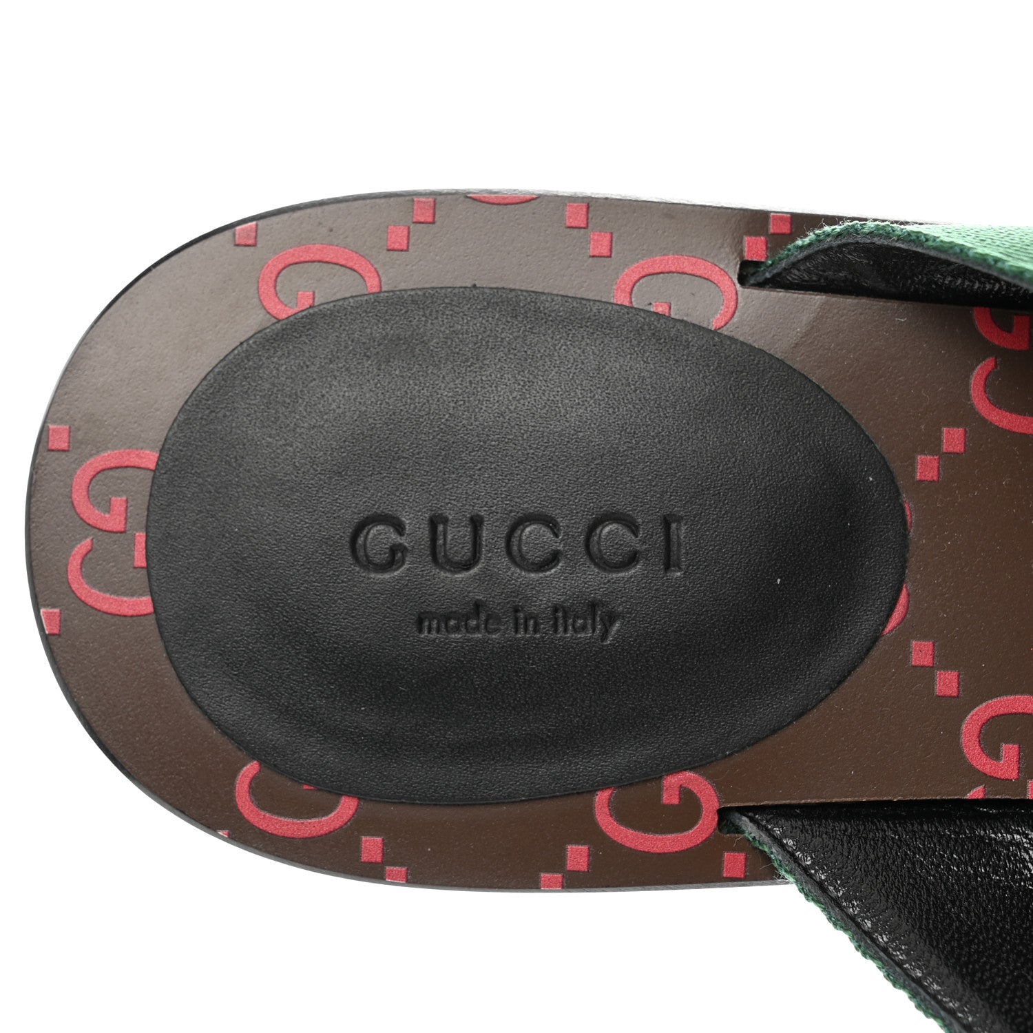 Gucci Nylon Calfskin Web GG Monogram Womens Thong Sandals 38 Green Red Cocoa 7 of 8