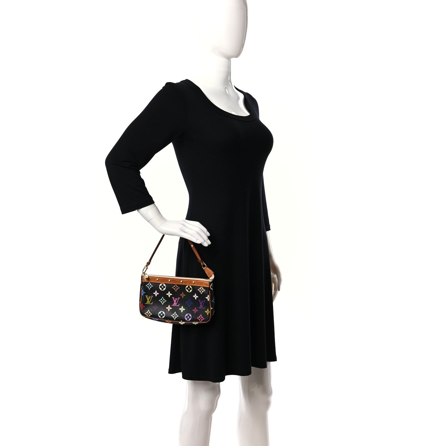 Louis Vuitton Monogram Multicolor Pochette Accessories Black 3 of 10