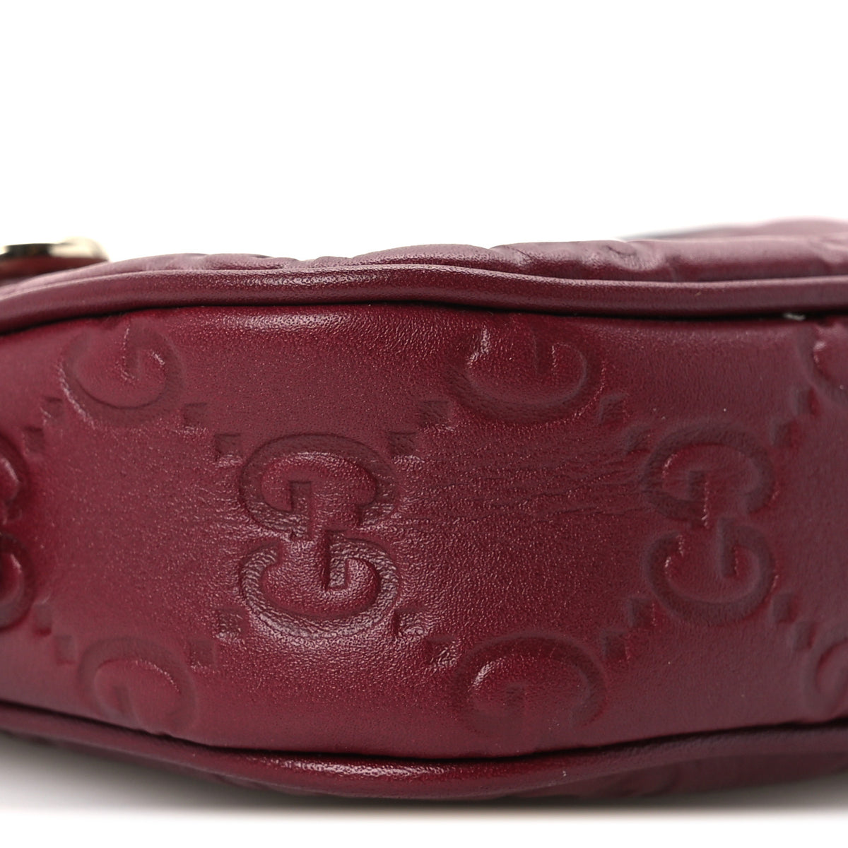 Gucci Lambskin Embossed Mini GG Half Moon Shoulder Bag Rosso Ancora 8 of 9