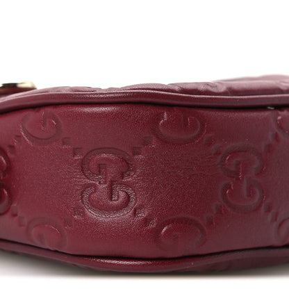 Gucci Lambskin Embossed Mini GG Half Moon Shoulder Bag Rosso Ancora 8 of 9