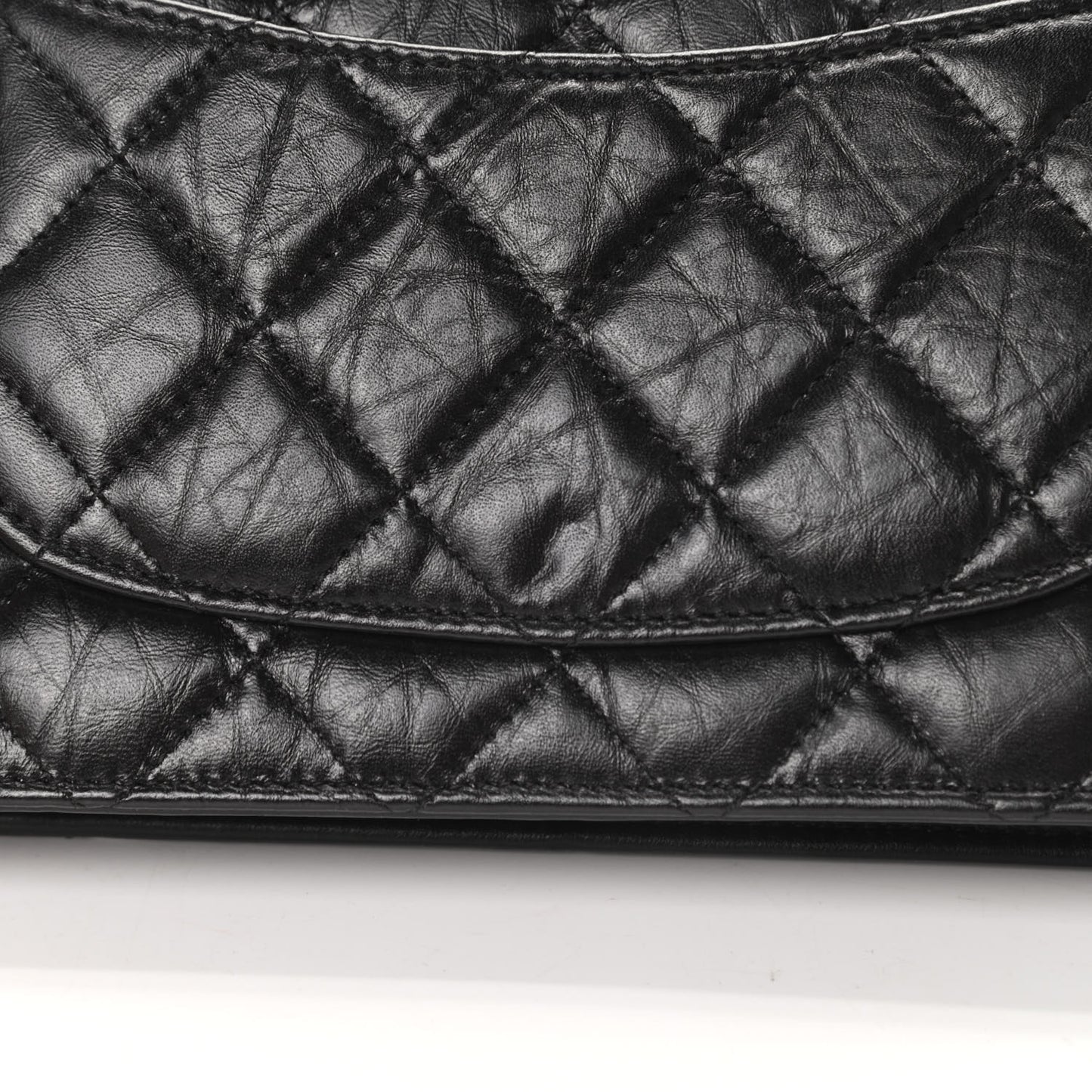 Aged Calfskin Quilted Reissue Wallet On Chain WOC Black