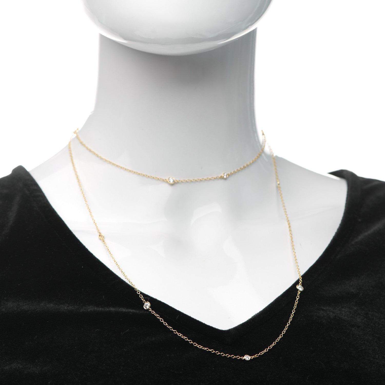 Tiffany 18K Yellow Gold 1.21ctw Elsa Peretti Diamonds by the Yard Sprinkle Necklace 2 of 7