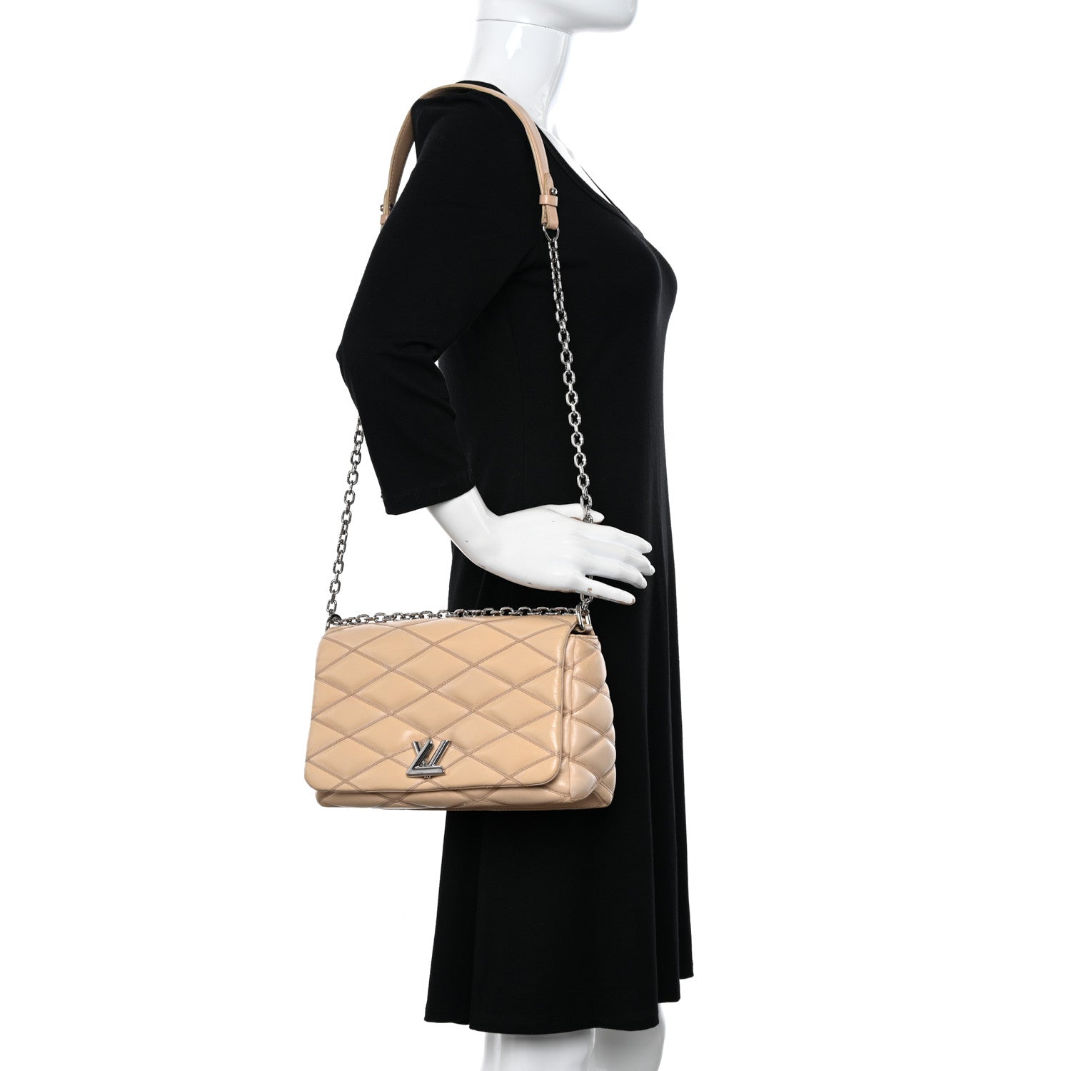 Louis Vuitton Lambskin Malletage GO-14 MM Champagne 2 of 9