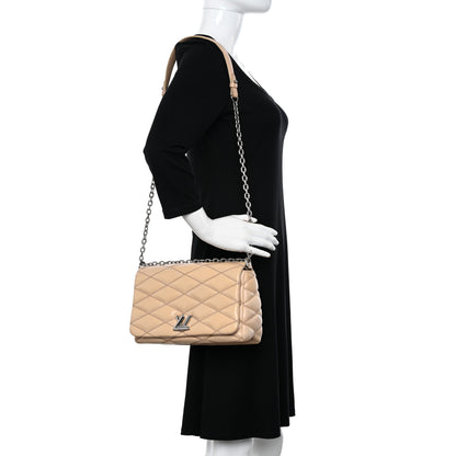 Louis Vuitton Lambskin Malletage GO-14 MM Champagne 2 of 9