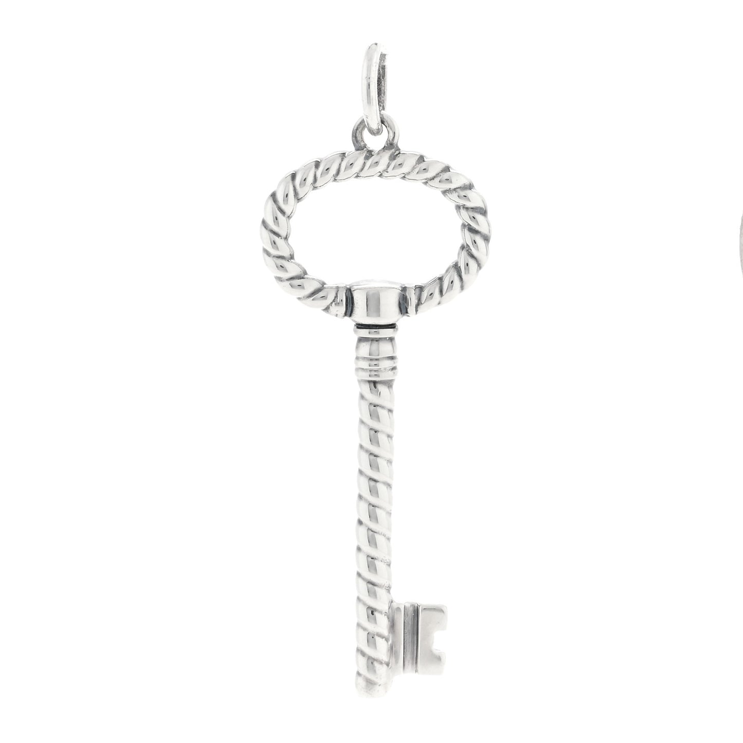 Sterling Silver Twist Oval Key Pendant