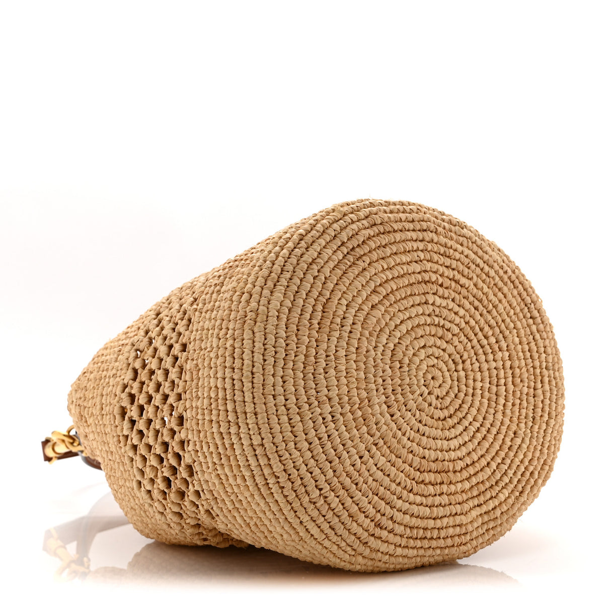 Celine Raffia Woven Clara Drawstring Bucket Bag Natural Tan 4 of 10