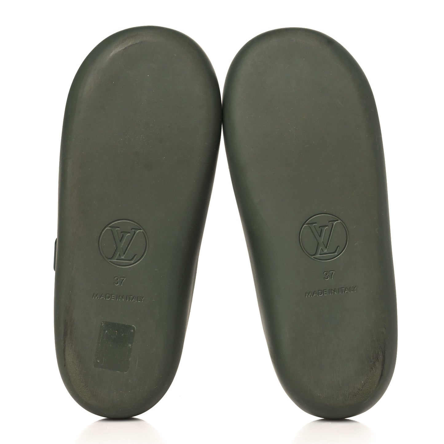 Monogram Sunbath Flat Mule Sandals 37 Kaki
