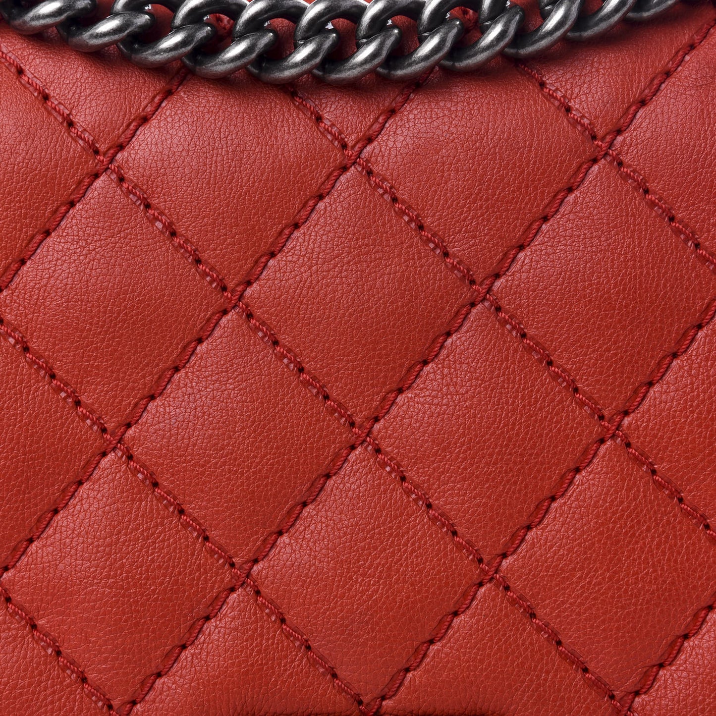 Calfskin Double Stitch New Medium Boy Flap Red