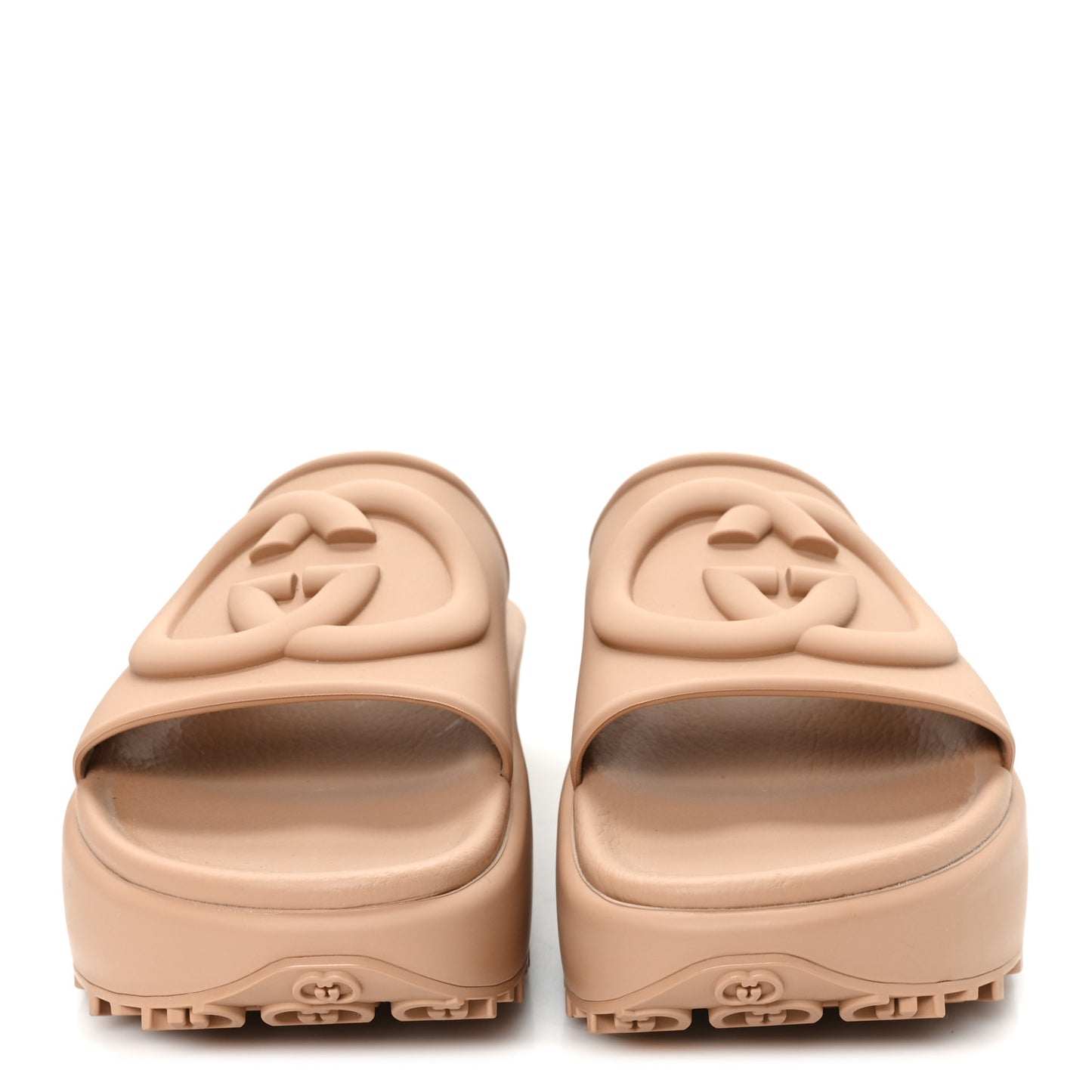 Soft Rubber Womens Interlocking G Platform 42mm Slide Sandals 39 Vintage Camel