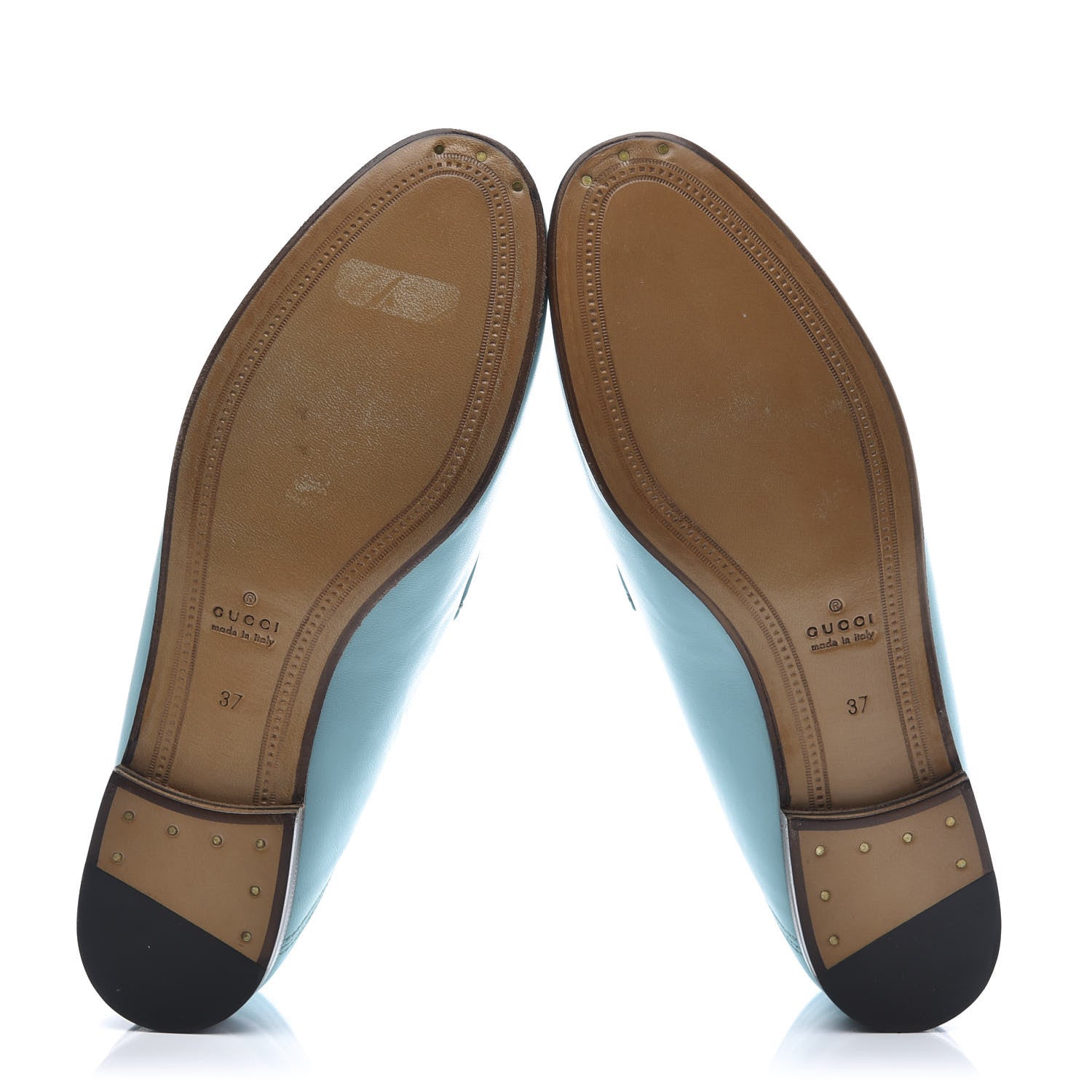 Gucci Lambskin Womens Brixton Horsebit Loafers 37 New Acquamarine 5 of 9