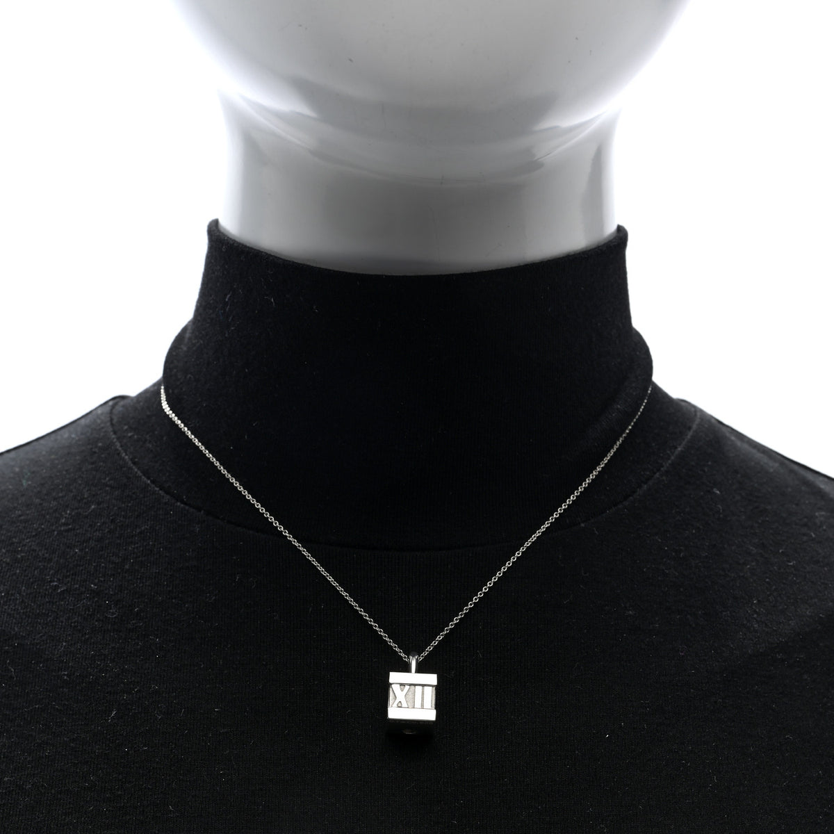 Sterling Silver Atlas Cube Lock Pendant Necklace