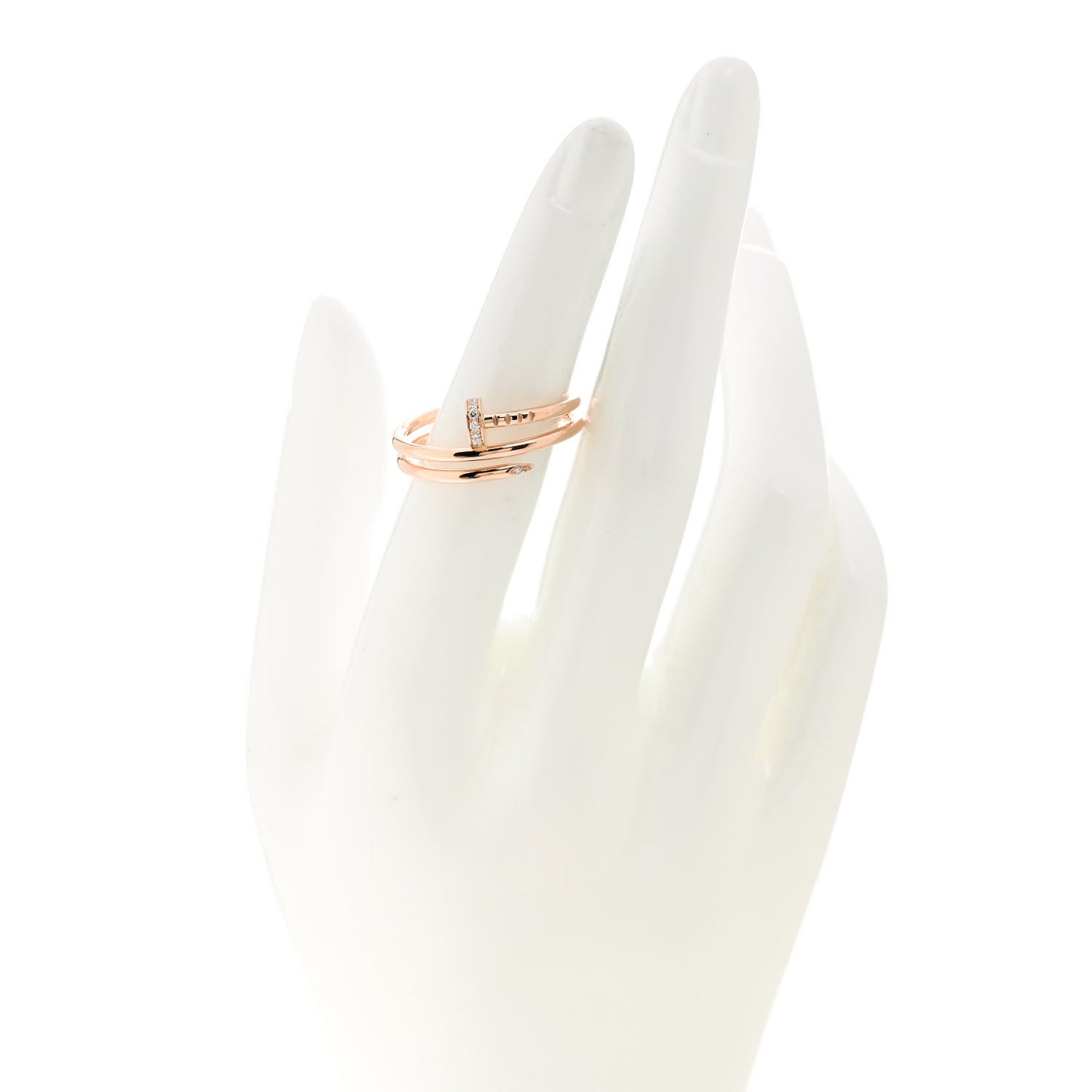 18K Pink Gold Diamond Double Juste Un Clou Ring 58 8.25