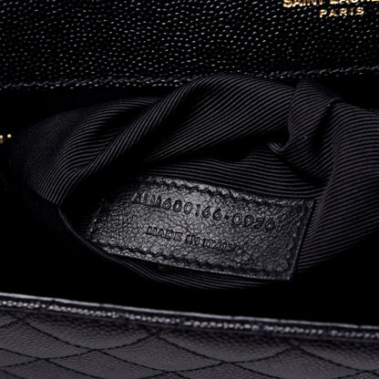 Saint Laurent Grain De Poudre Textured Mixed Matelasse Large Triquilt Monogram Satchel Black 8 of 13