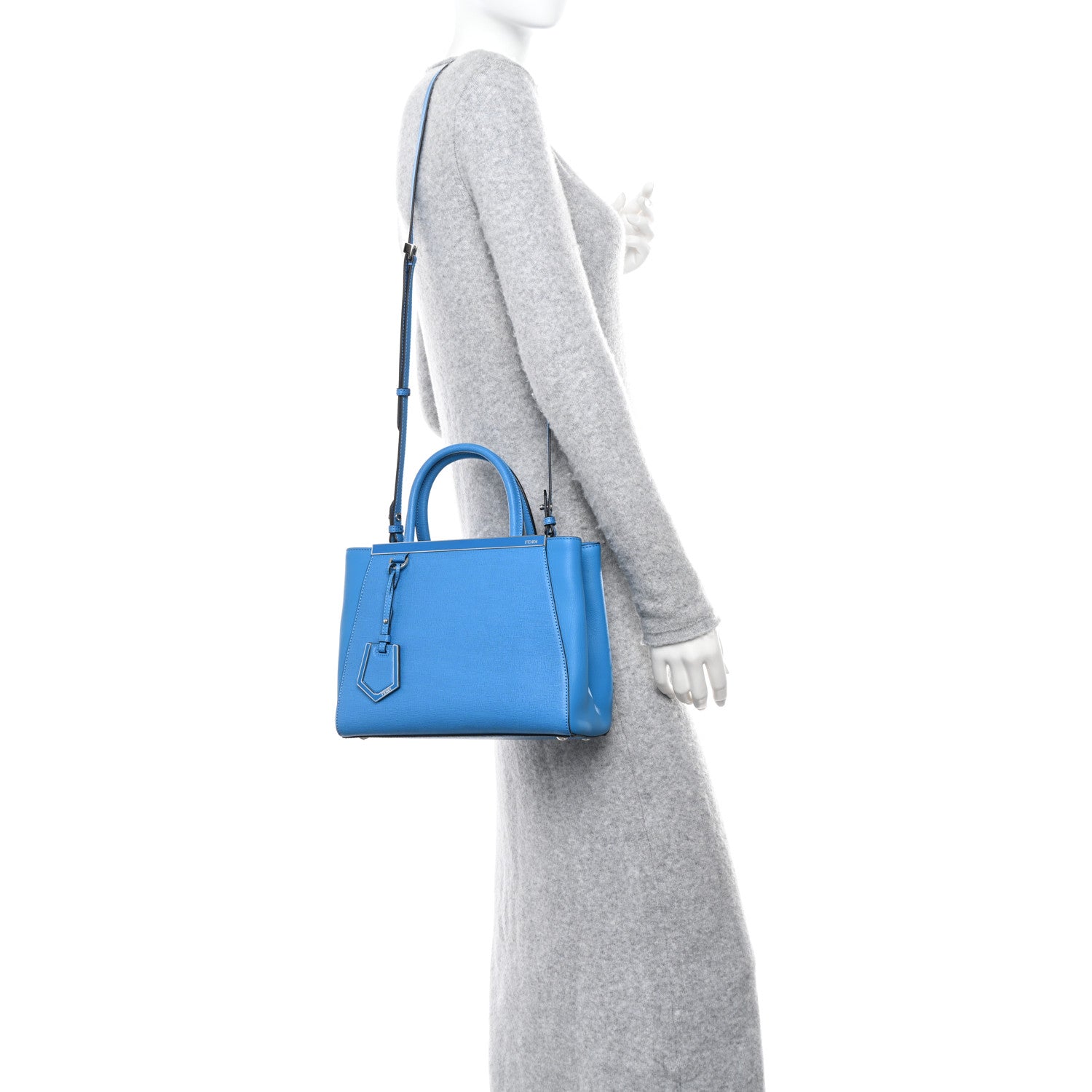Fendi Vitello Elite Petite 2Jours Tote Blue Royal 2 of 12