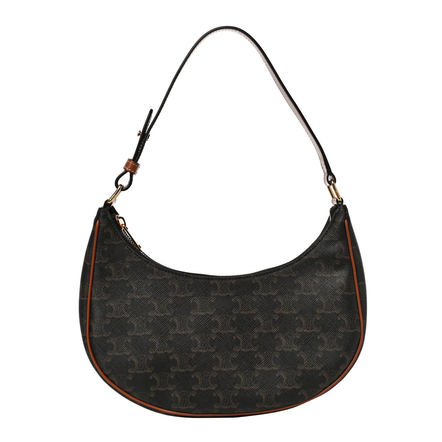 Celine Triomphe Canvas Calfskin Ava Shoulder Bag Tan 1 of 9