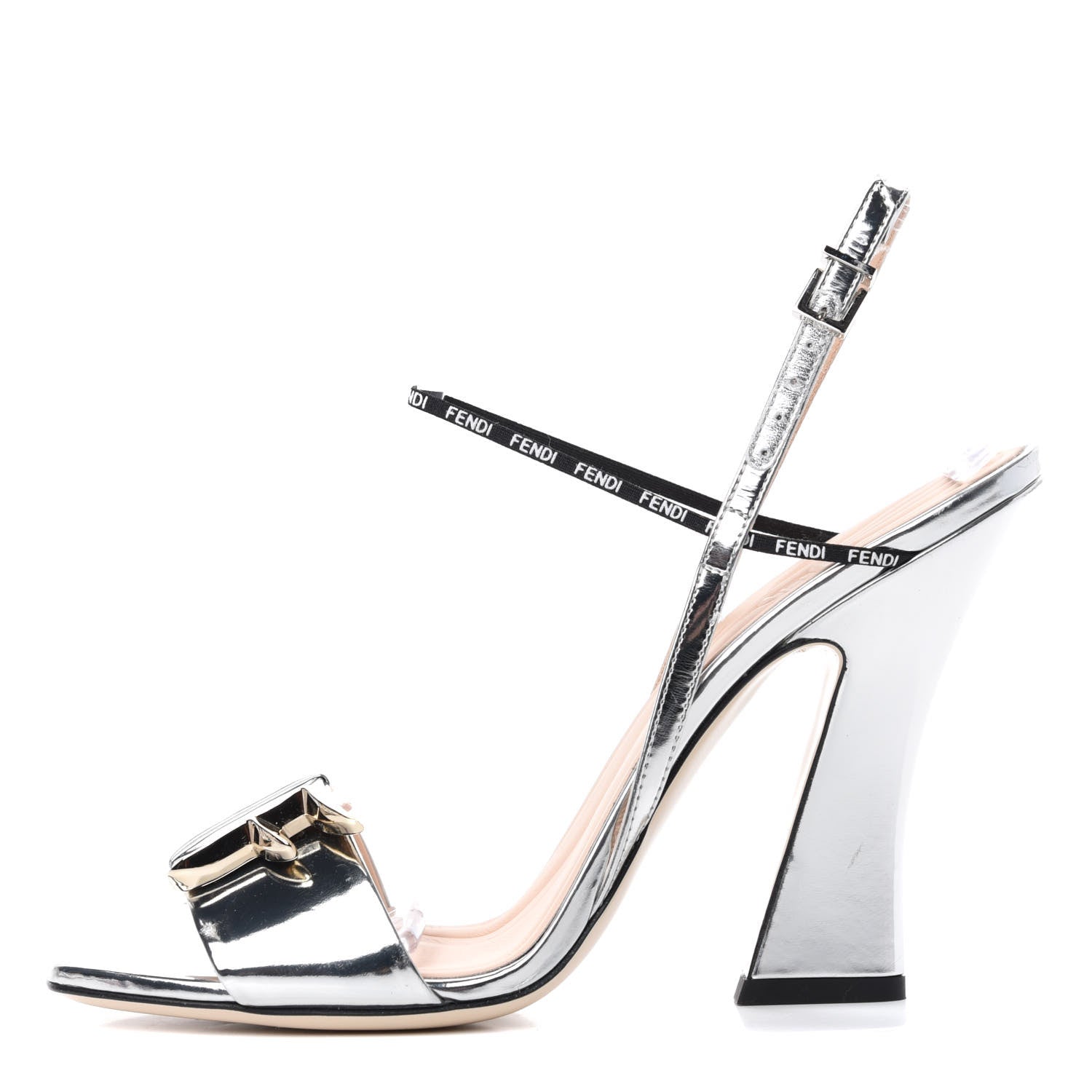 Fendi Metallic Calfskin Ffreedom Sandals 40 Silver 1 of 8