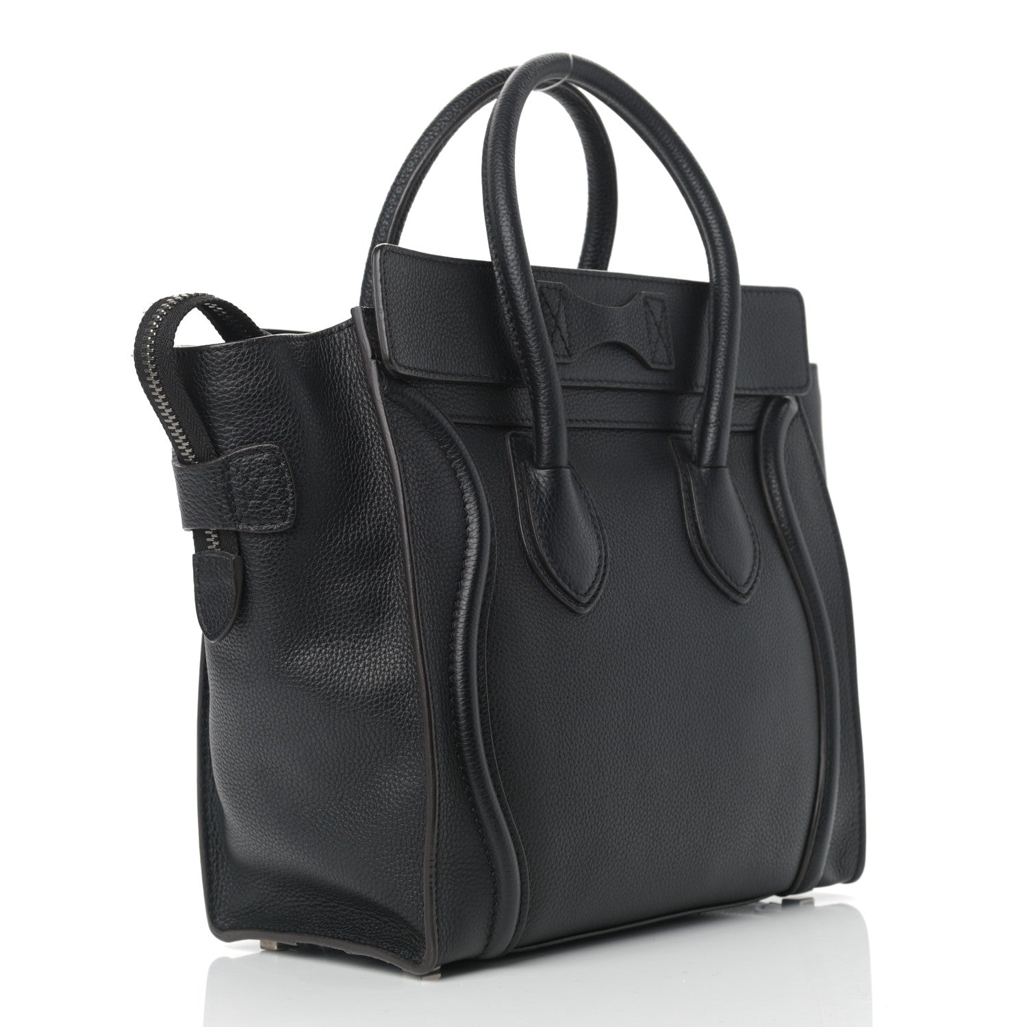 Celine Drummed Calfskin Micro Luggage Black 5 of 9
