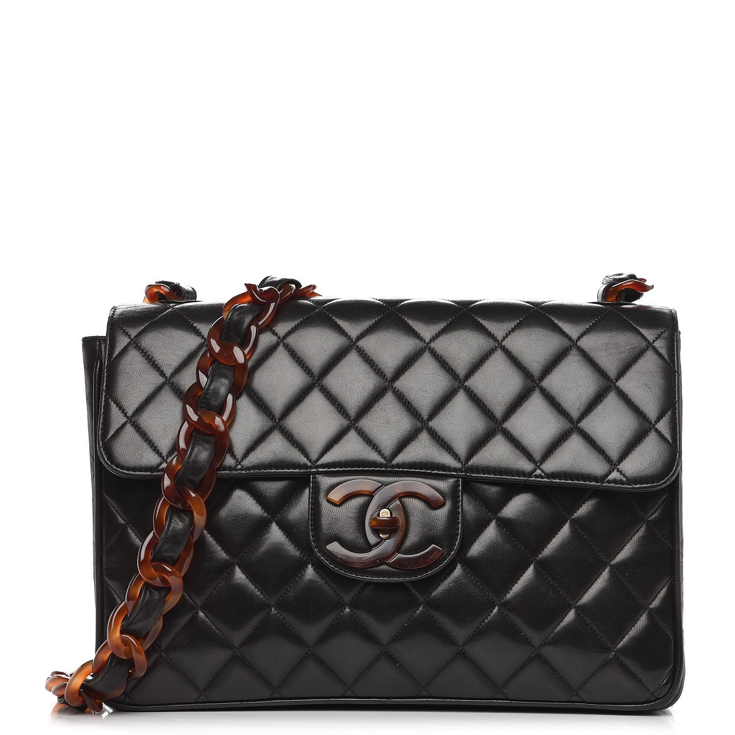 Chanel Lambskin Quilted Bekko Jumbo Single Flap Black 1 of 10
