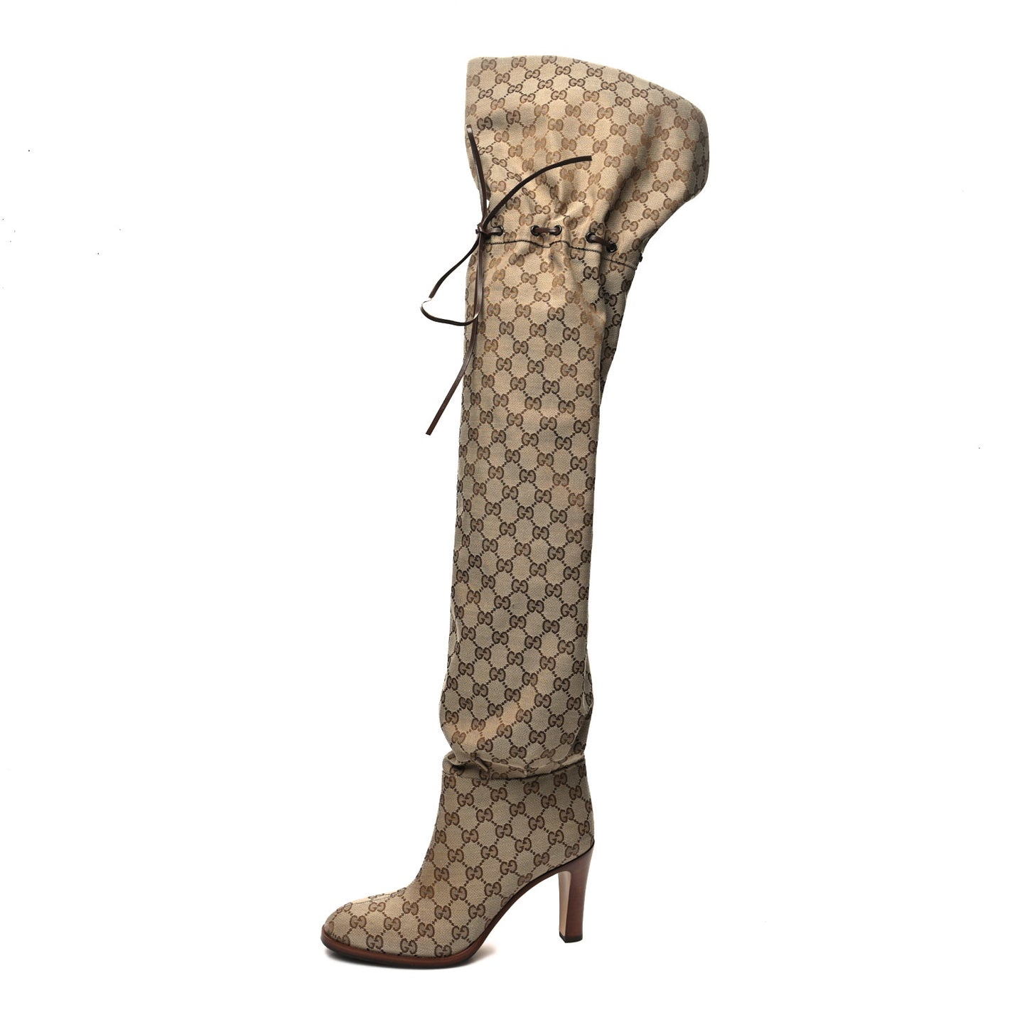 Monogram Over the Knee Boots 40 Beige Ebony