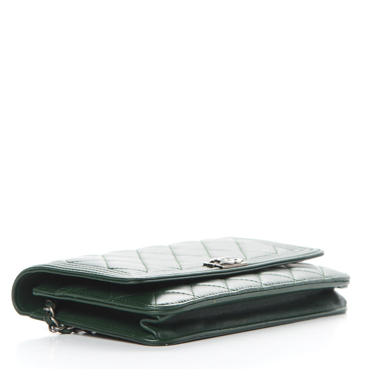 Lambskin Quilted Boy Wallet On Chain WOC Green