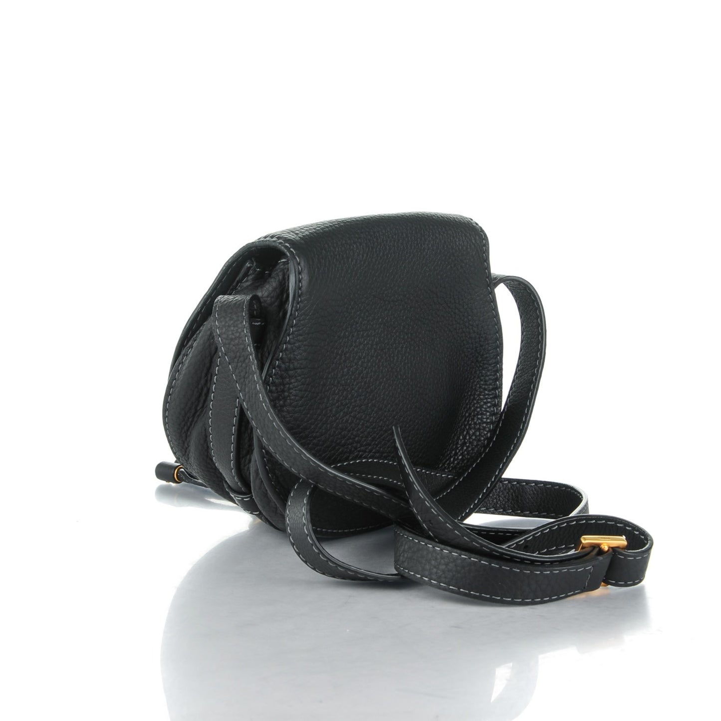Calfskin Mini Marcie Round Crossbody Bag Black