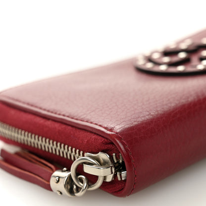Gucci Pebbled Calfskin Studded Soho Zip Around Wallet Soft Burgundy 10 of 12