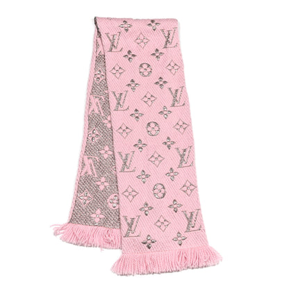 Louis Vuitton Wool Silk Logomania Shine Scarf Pink 3 of 5