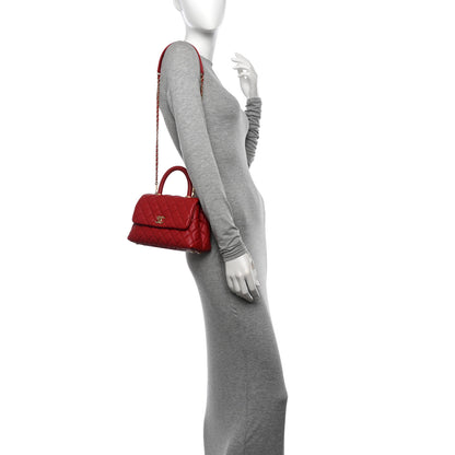 Chanel Caviar Lizard Embossed Quilted Mini Coco Handle Flap Red 2 of 10