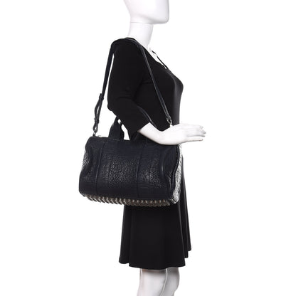 Alexander Wang Pebbled Lambskin Rocco Navy Silver Hardware 2 of 12
