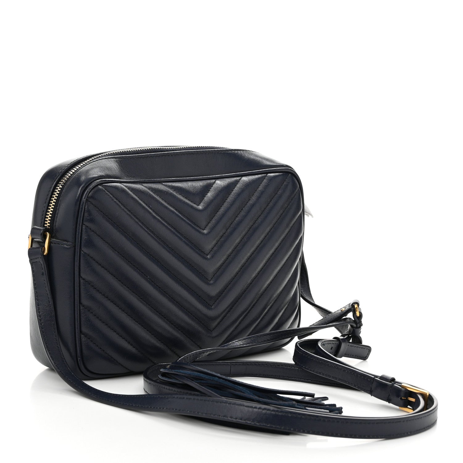 Saint Laurent Calfskin Matelasse Monogram Lou Camera Bag Deep Marine 3 of 12