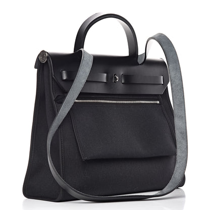 Hermes Military Toile Vache Hunter Herbag Zip PM 31 Black 3 of 10