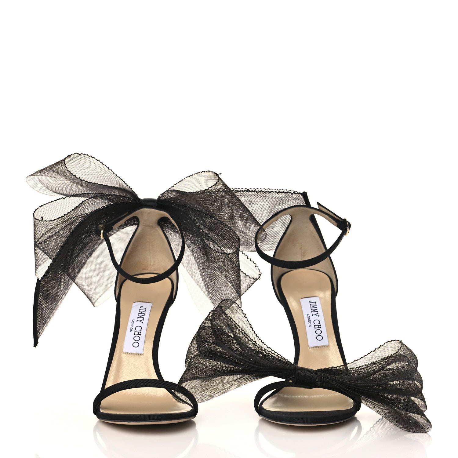 Jimmy Choo Grosgrain Aveline Bow 100 Sandals 39 Black 3 of 9