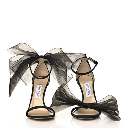 Jimmy Choo Grosgrain Aveline Bow 100 Sandals 39 Black 3 of 9