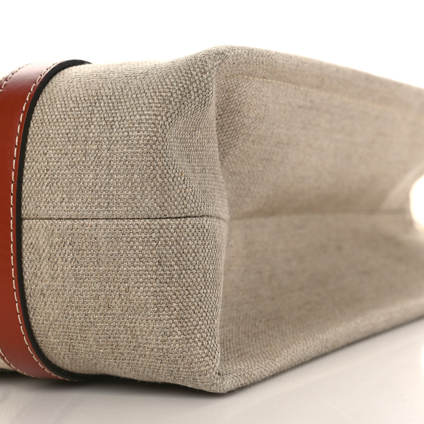 Cotton Calfskin Medium Woody Ribbon Tote White Brown
