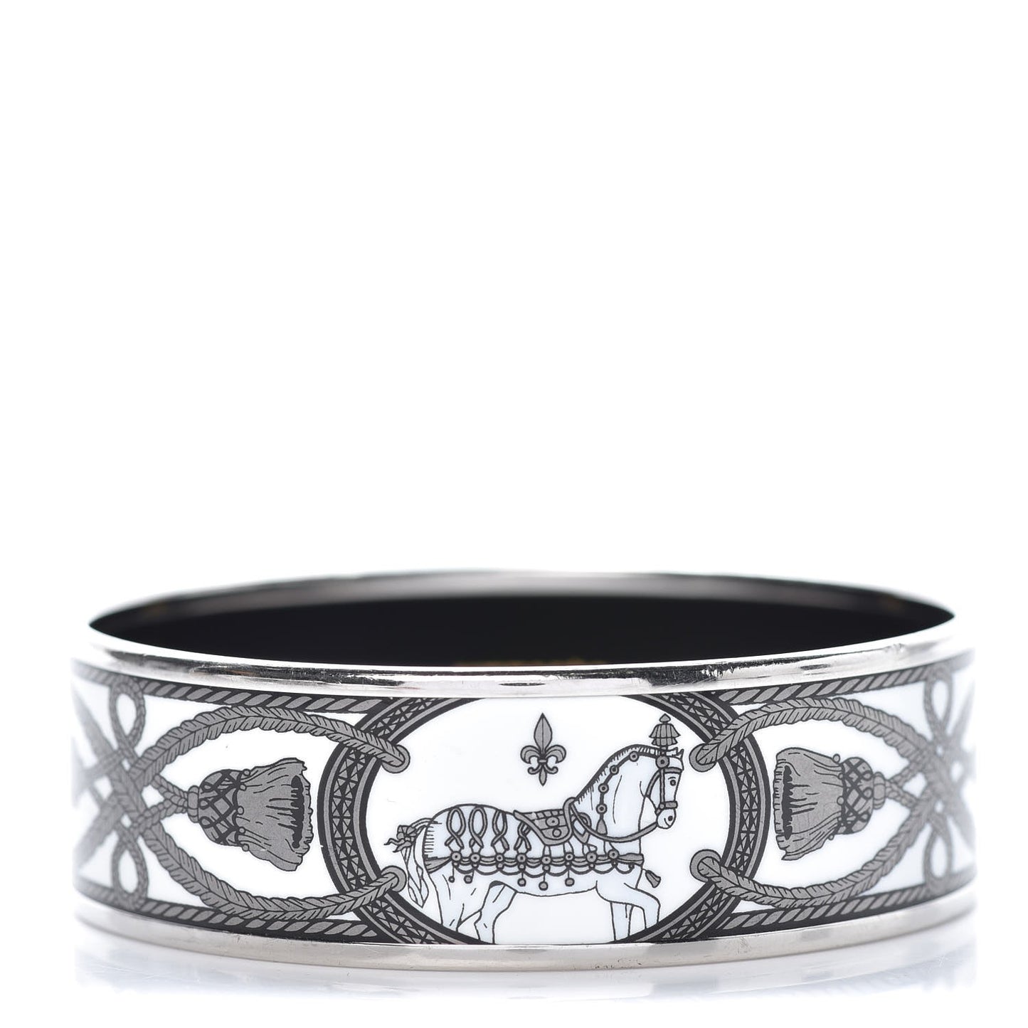 Enamel Printed Wide Grand Apparat Bracelet 65 White
