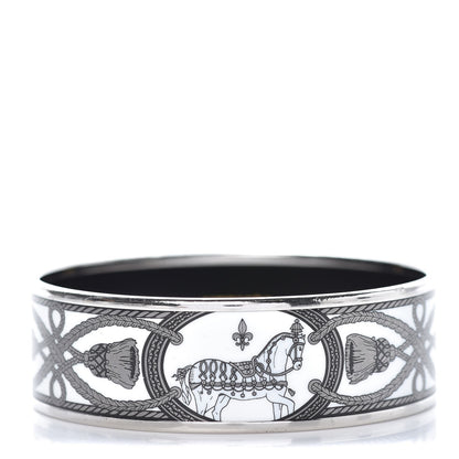 Hermes Enamel Printed Wide Grand Apparat Bracelet 65 White 1 of 6