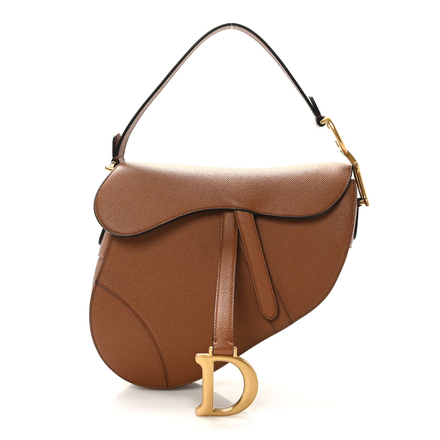 Grained Calfskin Saddle Bag Camello