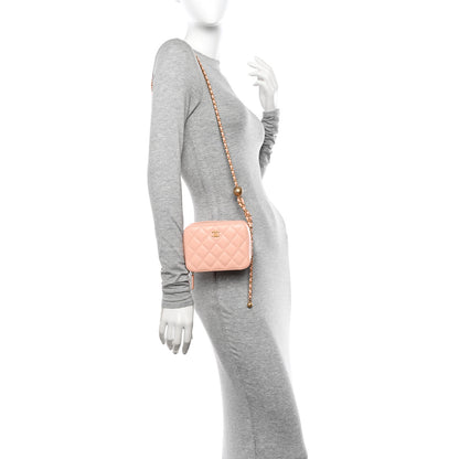 Chanel Lambskin Quilted CC Pearl Crush Camera Case Light Pink 2 of 10