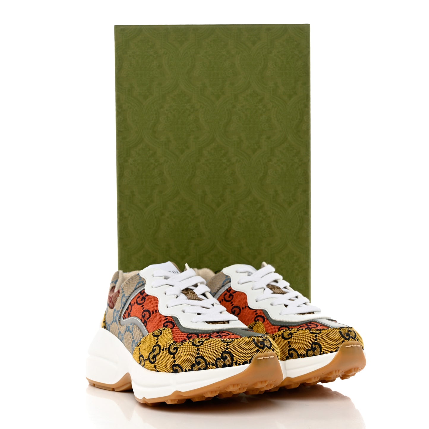 Monogram Multicolor Demetra Womens Rhyton Sneakers 35 Yellow Blue Great White Tabasco