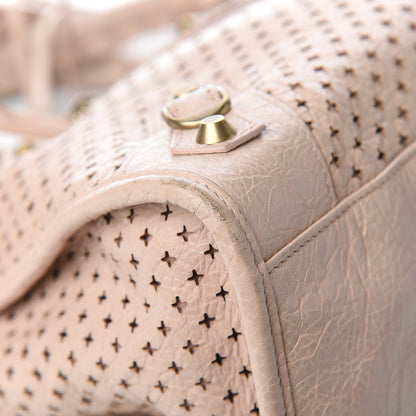 Balenciaga Agneau Laser Cut Cross Classic Gold Hardware City Rose Peach 7 of 12