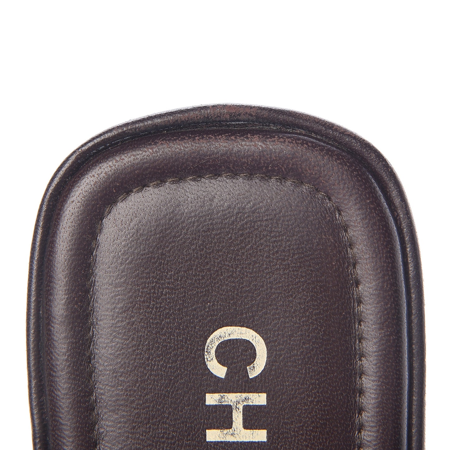 Calfskin Cambon CC Flat Slide Sandals 37 Dark Brown