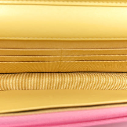 Chanel Lambskin Quilted Wallet On Chain WOC Pink Yellow 5 of 12