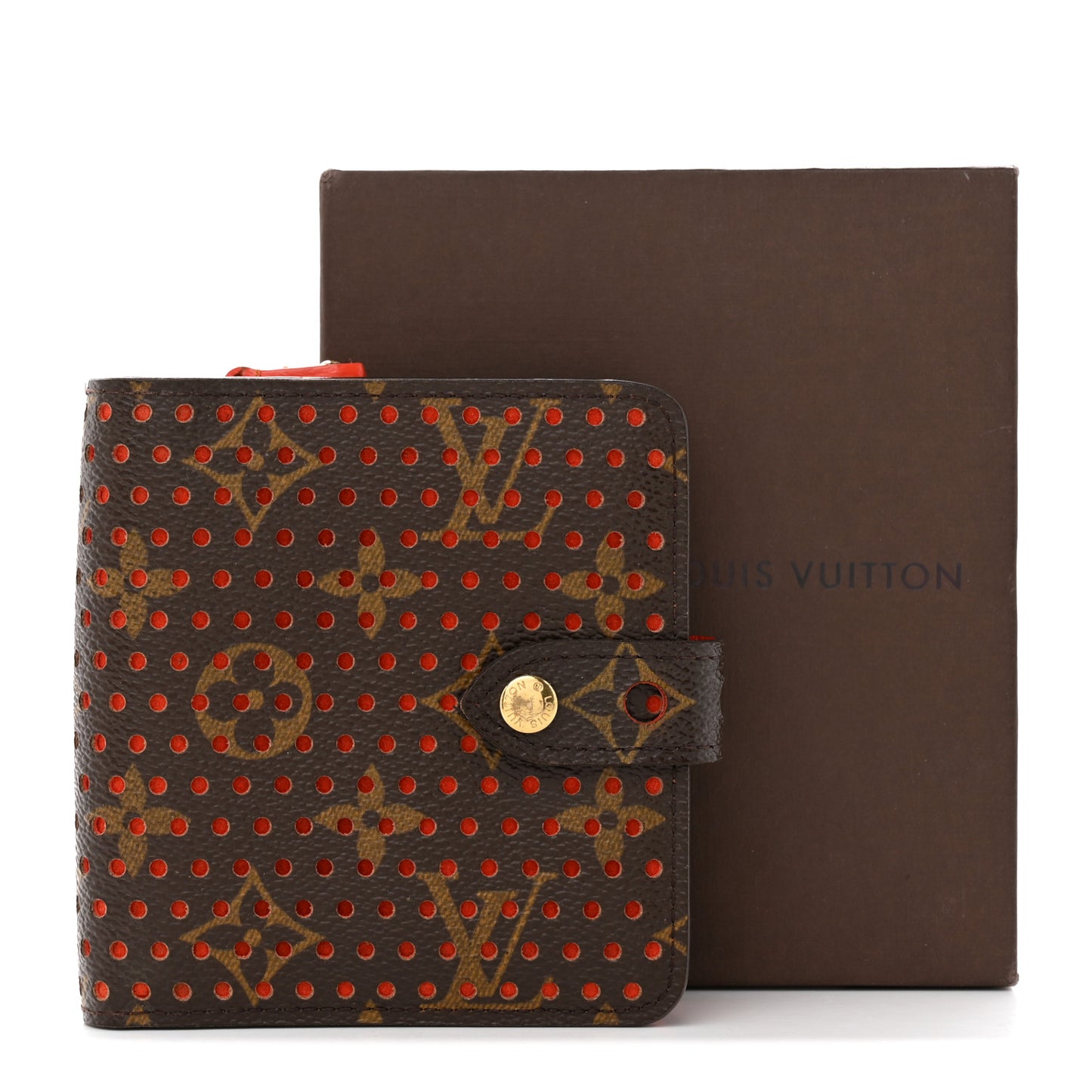Monogram Perforated Compact Zipped Wallet Orange