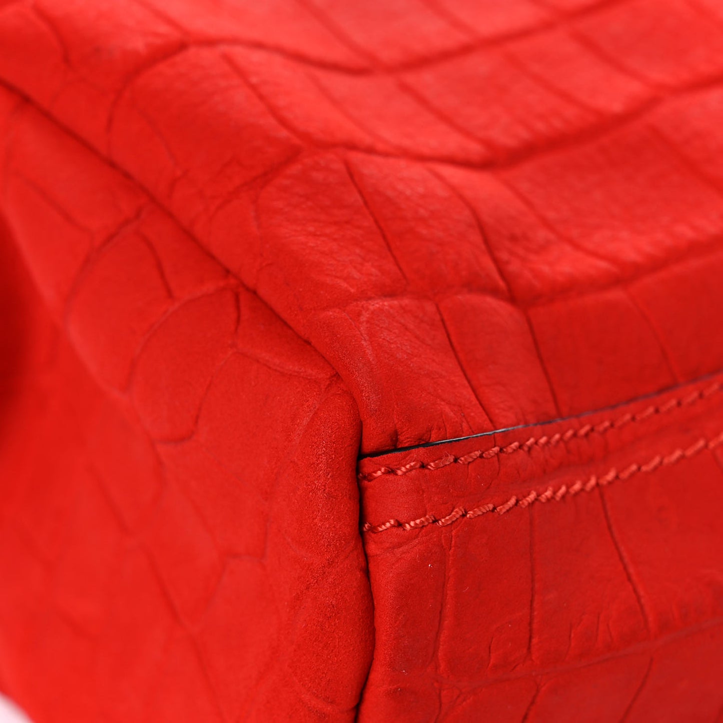 Calfskin Crocodile Embossed Mini Pandora Red
