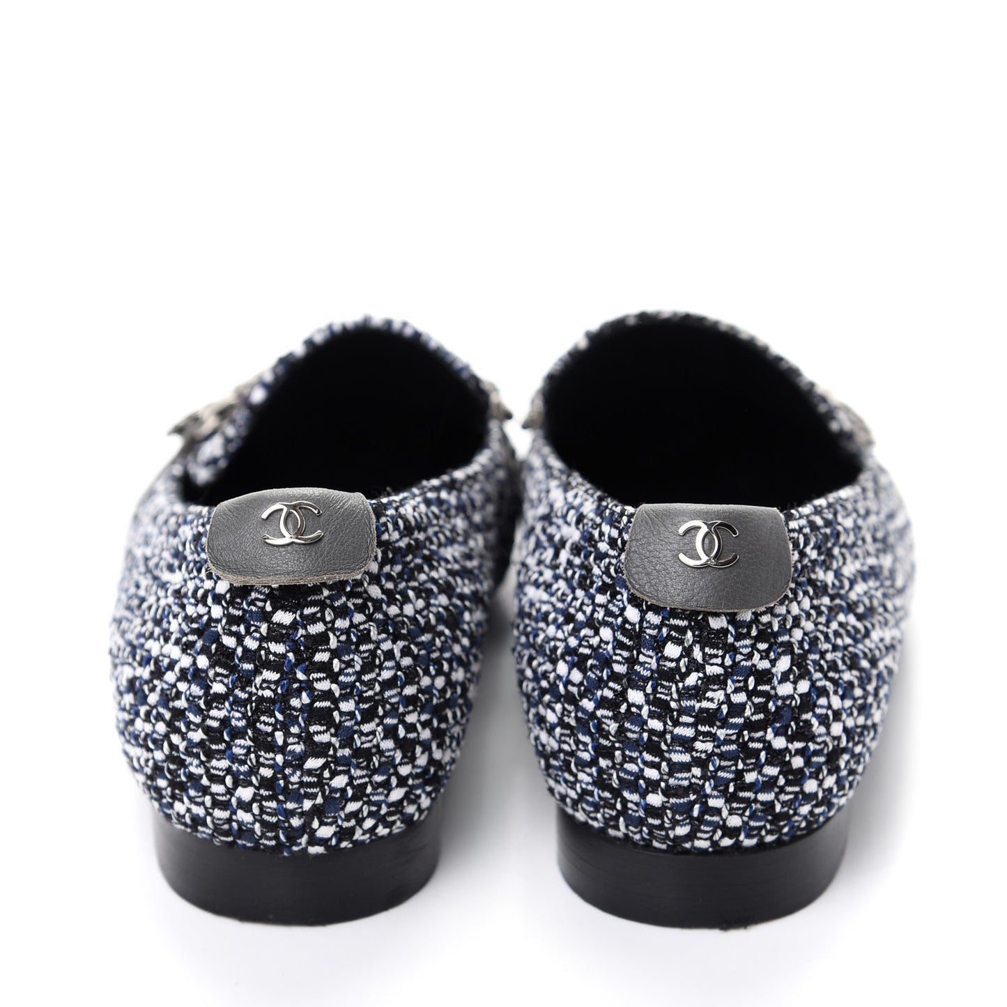 Tweed Lambskin Cap Toe Charm Loafers 36.5 Black Multicolor